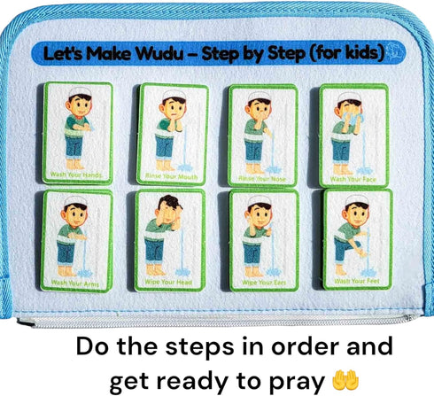 Megan's Toys 3+ 5 Islamic Quiet Book for Kids Ages - Montessori Muslim Learning Toy, Felt Busy Book to Learn Wudu