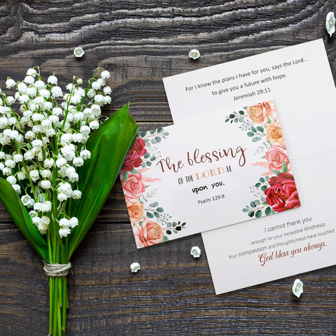 Motiskyy 100 Pack 4x6 Inch 10 Religious Thank You Cards Bulk Christian Appreciation Card with Envelopes Sticker Design