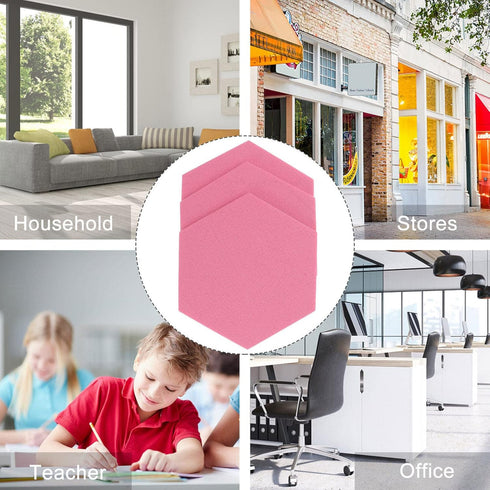 HOMSFOU 12 Pcs Felt Backdrop Wall Sticker - Hexagonal Memo Board Tiles in Pink for Office Decor