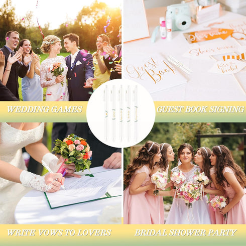 Ctosree 50 Pcs Bridal Shower Pens, Black Ink Retractable Ballpoint Pens for Guest Book, Wedding Favors for Women