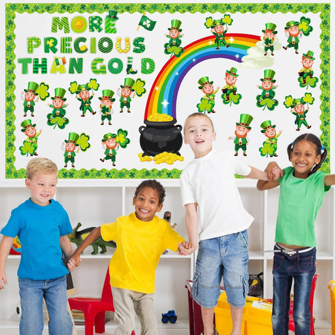 Pasimy St. Patrick's Day Bulletin Board Decoration, Lucky Shamrock Cutout Border for Classroom Decor