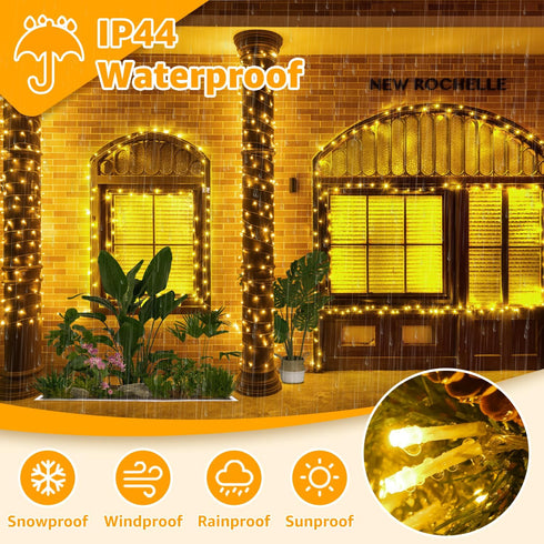 Ollny 120LED 40FT String Lights, Warm White Waterproof Fairy Lights with Timer, 8 Modes Plug in for Indoor Outdoor