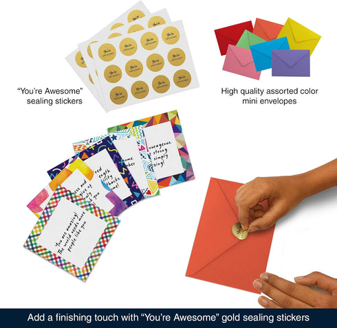 60 3.5x3.5. Dessie Inspirational Cards With Envelopes You Are Awesome Seals for Appreciation, Encouragement,Gratitude