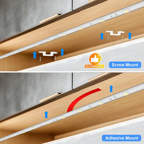 24in, 6000K 110V-120V Counter, Closet, maylit Under Cabinet Strip Lighting Plug in Ultra Bright Small LED Light Bar
