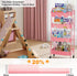 Recximi 4 Tier Rolling Cart Metal with Lockable Wheels, Four Tiered Pink Trolley Cart on Wheels, Utility Storage