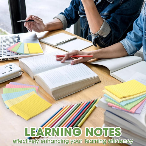 Seajan 48 Pcs Lined Sticky Notes, 4 x 6 Self Stick Note Pads, 50 Sheets/Pad, Bright Colors