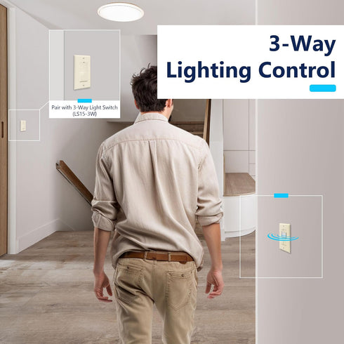 Dimmer Dimmable 200W 3-Way, 120 LIDER Motion Sensor Switch for LED/CFL Lights, V, Modern Upgrade, No Neutral Required