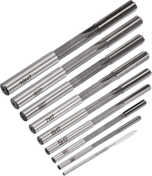 uxcell 9pcs Chucking Reamer Set, High Speed Steel H7 Tolerance, Straight Flute Milling Cutter for Lathe Machine