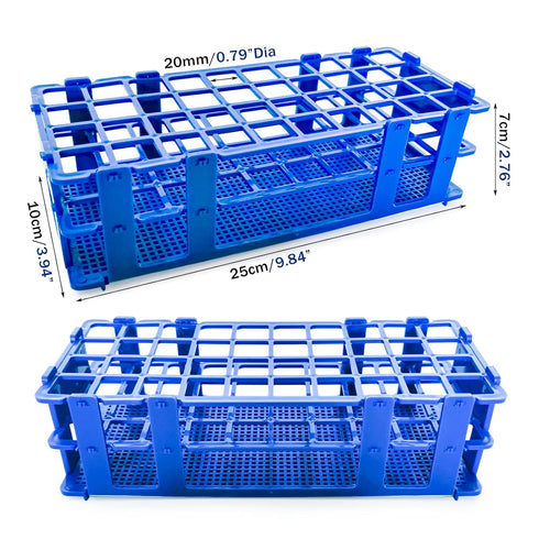 3 Packs Plastic Test Tube Rack, 40 Holes Lab Test Tube Rack Holder for 20mm Test Tubes, Blue, Detachable (40holes)