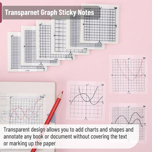 Mr. Pen Transparent Graph Paper Sticky Notes, 300 Sheets, 3x3 Inch, Math Graphing Sticky Notes