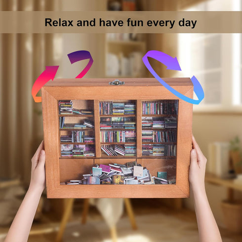 QTYWACYQ 340 Anxiety Bookshelf Mini Books with Minibooks Portable Bookshelf,Stress-Relief Booksshelf Organizer