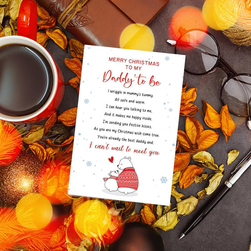 Goroar Daddy To Be Christmas Card, Merry Christmas Daddy to be Poem Card, Christmas Card From The Bump, Cannot Wait