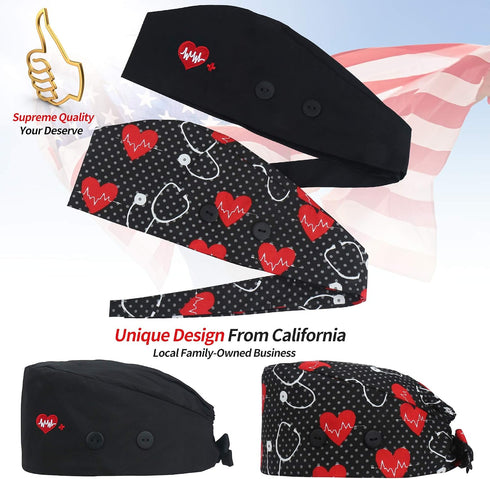 Adjustable Working Caps with Button & Sweatband - One Size Fits All