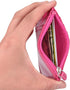 Badge Holder with Zip, Wisdompro Double Sided PU Leather ID Card Holder Wallet Case with 5 Card Slots, Hot Pink