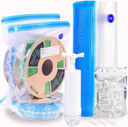 OVV3D 44pcs Filament Storage Bags, 3D Printer Vacuum Sealed Kit with 20pcs Desiccant and Hand Pump