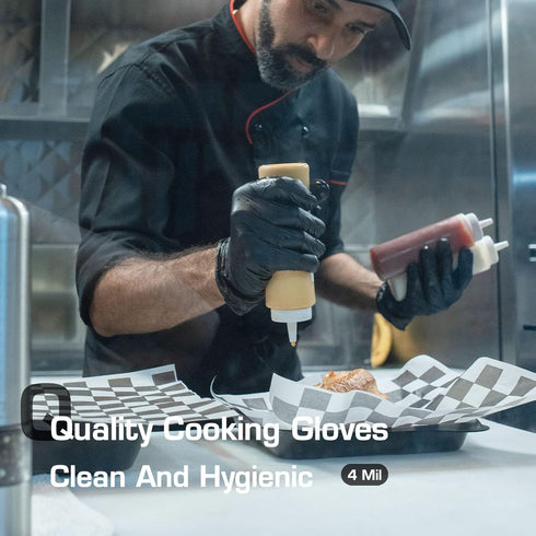 Nitrile Gloves Disposable - 50 Pcs Large 4 Mil Powder Free Food Grade Non-Sterile Protective Gloves