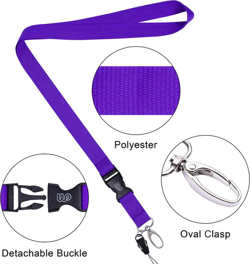 Wisdompro Office Lanyard, 5pcs 23 inch Polyester Neck Strap with Detachable Buckle for Phones, Purple