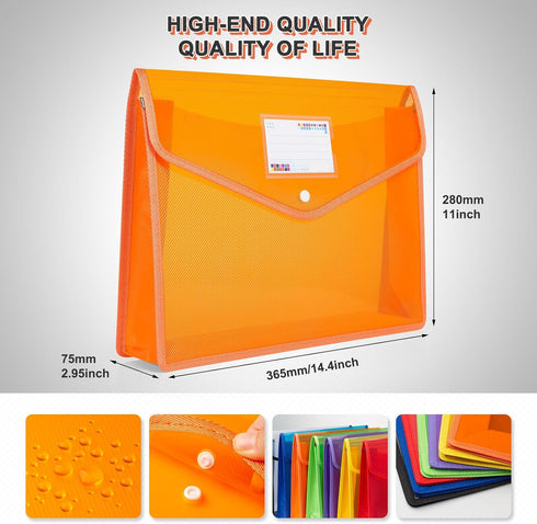 Waterproof Transparent Plastic File Folders, Expandable File Organiser - Large Capacity A4B4 File Wallet for