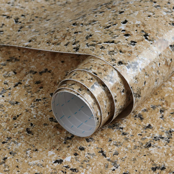 Brown Marble Contact Paper, Self Adhesive Film Peel and Stick Wallpaper, 17.7''X78.7'' Glossy Surface for Kitchen