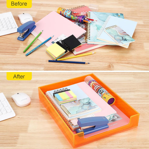 A4 13.8x10.6x2.4 Inches, Paper Tray Acrylic File Organizer for Desk Letter Tray Desk Organizer Document Holder Sorter