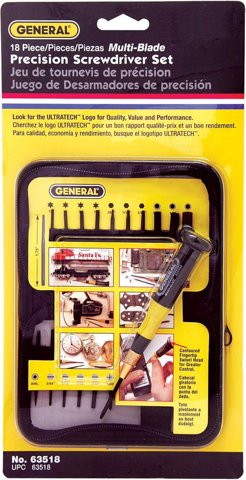 General Tools 63518 Eighteen-Piece Precision Screwdriver Set in Black