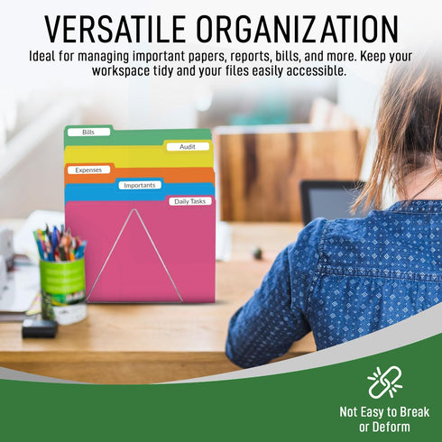 Green File Folders, 1/3-Cut Tabs, Letter Size, 12-Pack, Durable Office Filing Folders for Documents and Papers