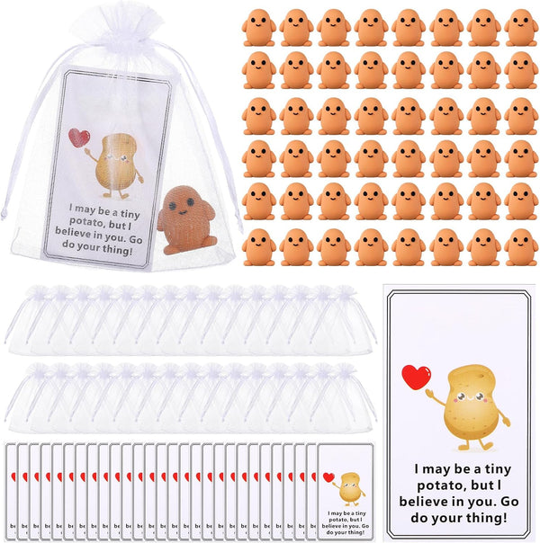 Gejoy 50 Set Inspirational Potato Gift Bulk Positive Emotional Gifts Mini Potato with