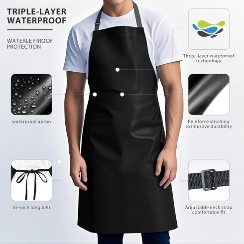 (40") GoldPig Heavy-Duty Waterproof Apron, Chemical Resistant Rubber Vinyl for Industrial, Lab, Kitchen, Butcher