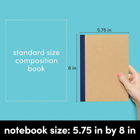 PAPERAGE 12-Pack Composition Notebook Journals, 120 Pages, Kraft Cover with Jewel Tone Spines, College Ruled, Small Size