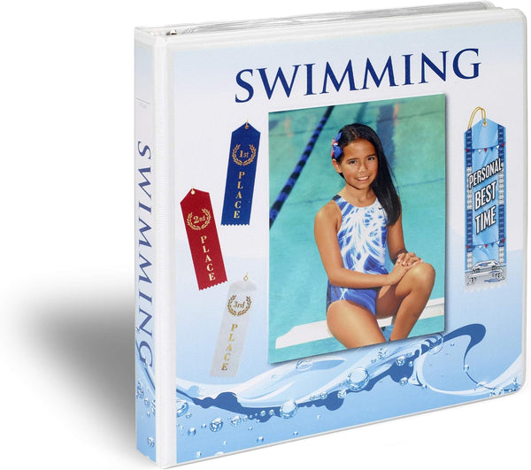 Swimming Gift Award Ribbon Binder Organizer, 15 Pages Sheets, Ribbons Holder