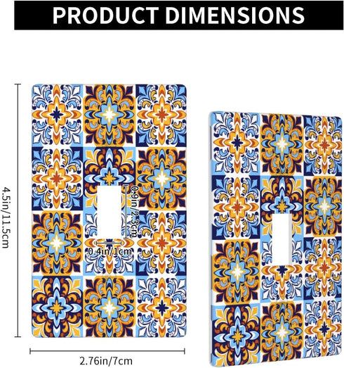 Mexican Talavera Tiles Single Toggle Light Switch Plate Cover: Decorative Wall Plate for Home, Bedroom, Kitchen,