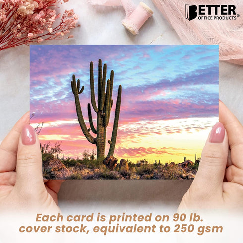 Better Office Products 50 Pack All Occasion Greeting Cards, Assorted Desert Landscape Note Cards with Envelopes