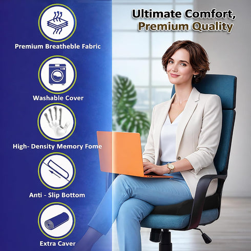 PRIMART Tailbone Memory Foam Seat Cushion, Ergonomic Office Chair Cushion for Back, Coccyx, Sciatica & Pain Relief