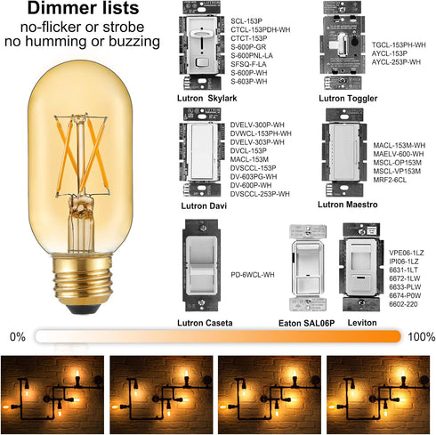 LiteHistory E26 LED Bulb 6W Equivalent, Warm White 2200K, Dimmable AC120V, 400lm, Pack of 6