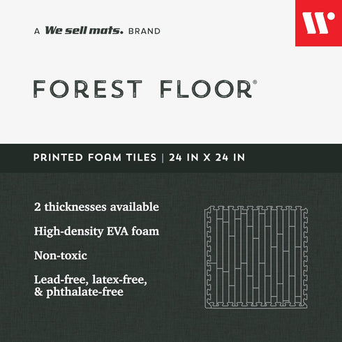 3/8 Inch Forest Floor Thick Printed Foam Tiles, Premium Wood Grain Interlocking Foam Floor Mats, Anti-Fatigue Flooring