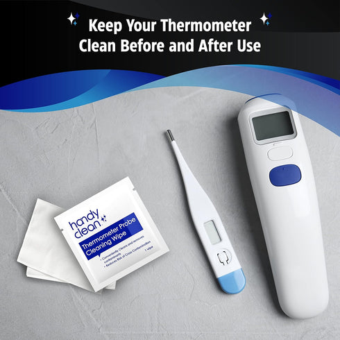 HandyClean Thermometer Cleaning Wipes, 70% Isopropyl Alcohol, 1000 ct Individually Wrapped Probe Wipes