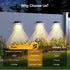 8 Pack, 3 3500K/4500K/6500K, IP66 TECKNET Solar Fence Lights Outdoor Modes Waterproof LED Deck Light, Dusk to Dawn