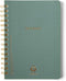 DesignWorks Ink A5 6" x 8.25" Juniper Green Textured Paper Notebook with Gold Accents, Lined Pages, Durable Spiral