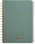 DesignWorks Ink A5 6" x 8.25" Juniper Green Textured Paper Notebook with Gold Accents, Lined Pages, Durable Spiral