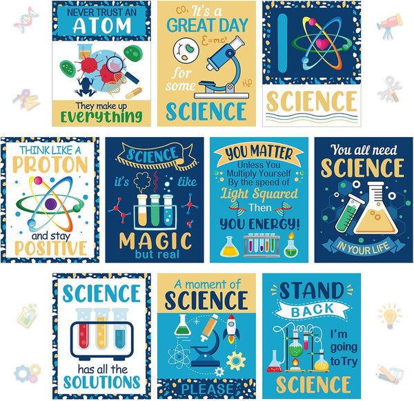 Zonon 10 Pcs Science Classroom Decoration Banner and Poster for Teachers Scientist Bulletin