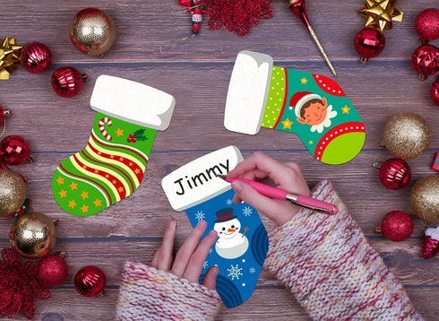 SICOHOME Christmas Cut-Outs for Classroom - Assorted 4"x6" Xmas Stocking Cut-Outs with Glue Point Dots