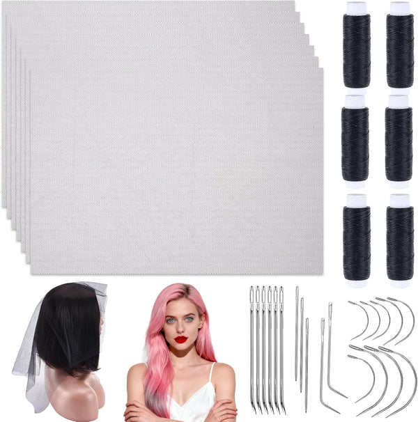 Black 15 Pcs Hair Stretch Weaving Net, 19.7 x 16.5 Inches Deluxe