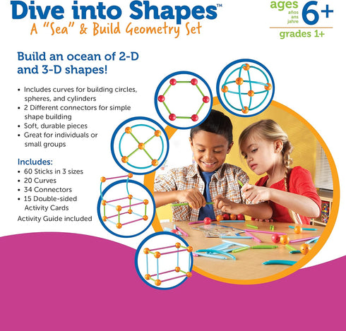 Learning Resources Dive into Shapes! Geometry Set, 129 Pieces, Ages 6+, Develops Shape Recognition
