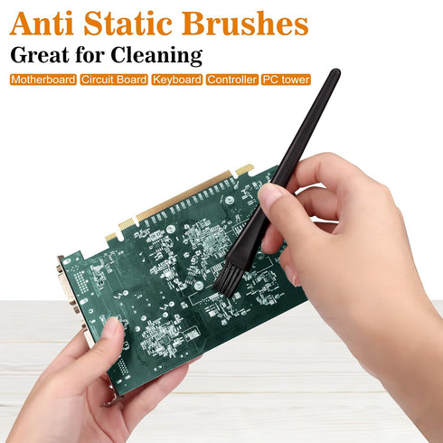 Small Portable Nylon Anti Static Brushes, Electronics Computer Keyboard Laptop Cleaning Brush Kit (Black, Set of 8)