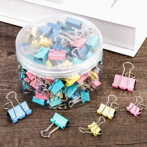TecUnite 150 Pcs Binder Clips, Assorted Sizes, Pastel Paper Clamps for Office Supplies