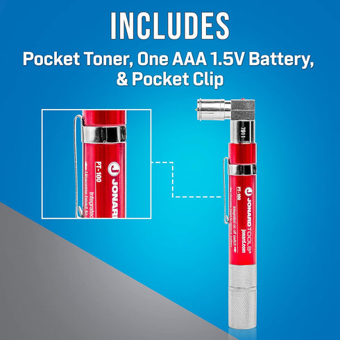 Jonard Tools PT-100 Coax Cable Wire Tracer Pocket Continuity Tester & Toner with Audible Beep and LED, Red