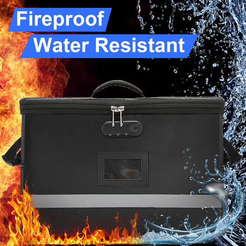 File Organizer, Fireproof Document Box with Lids and Lock, Portable Folder Organizer with Handle