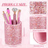 Sabary 8 Pcs Ballpoint Pens with Pen Holder, Metal Crystal Diamond Glitter Pencil Organizer for Women, Pink