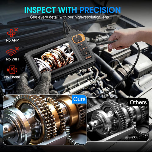 EASTBEAR 1080P 4.3" 16.5FT 8 IP67 Single-Lens Endoscope Camera with Light, Borescope Inspection Camera, IPS Screen