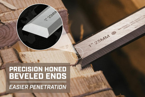 Set 4-Piece, 3% Spec Ops Tools Wood Chisel with High-Carbon Steel Blades, Shock-Absorbing Grip, Donated to Veterans